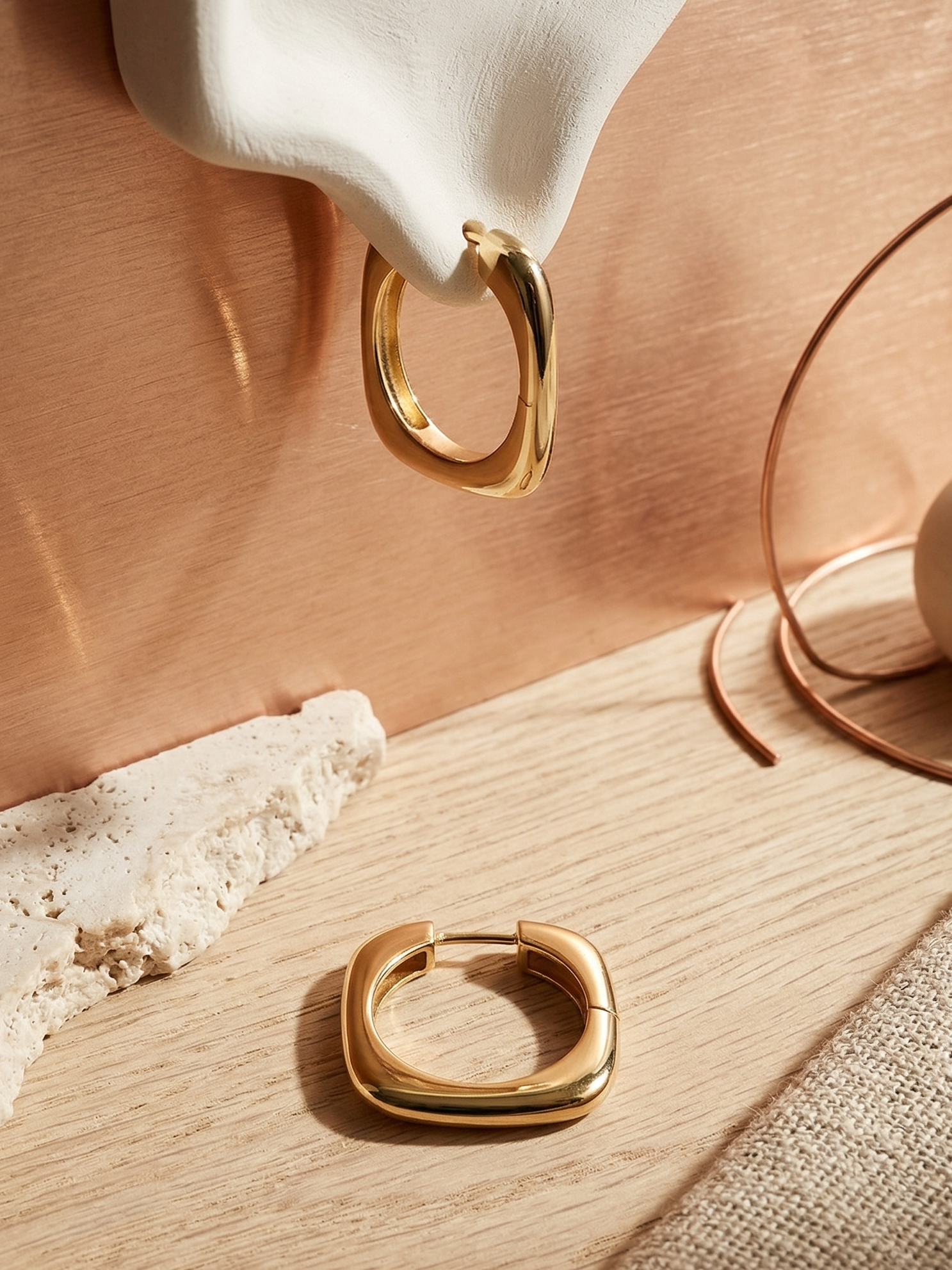 Soft square hoops Gold Plated