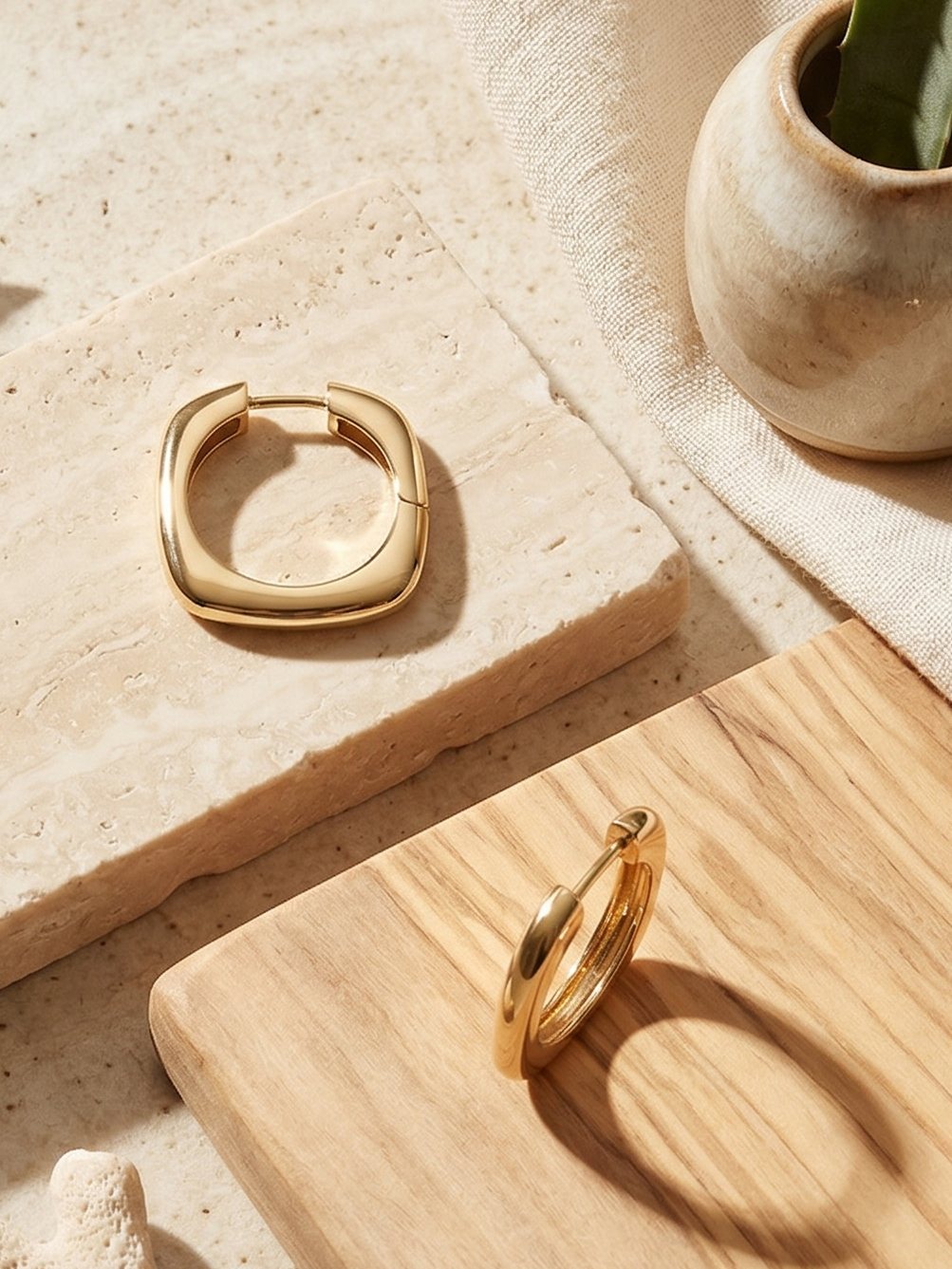 Soft square hoops Gold Plated