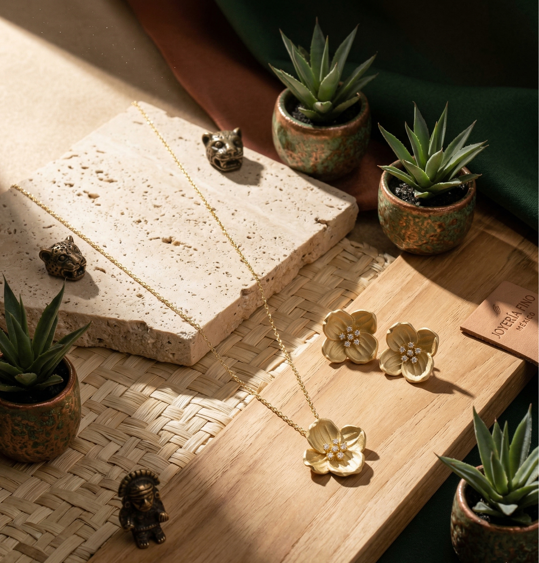 Collar dorado flores